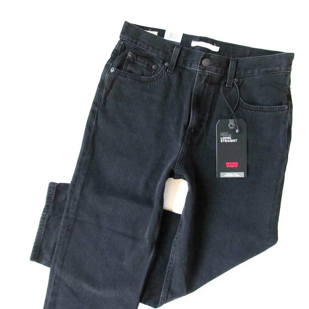 NWT Levi's Loose Straight in Black Soul Tencel Cotton Jeans 27 x 28 $108